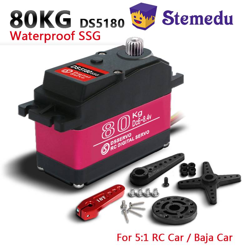 Dsservo Waterproof DS5180 80KG High Speed Torque Digital Servo 8.4V Metal Gear Motor For Redcat HPI Baja 5B SS 1/5 Scale RC Car
