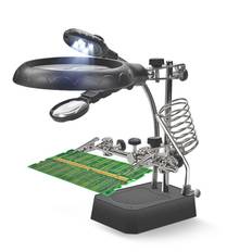 yiteng Stand Loupe with LED Light Magnifier Soldering Stand with Clip Lens Soldering Loupe for Precision Work Magnifying Glass Bracket Fixture and svart