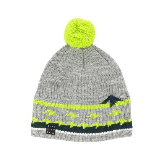 Quiksilver - Grå pom Beanie - Kids Barrow Grey/Green Pom @ Hatstore