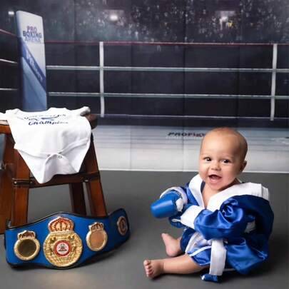 3st Nyfödd fotografi outfit Baby boxerrock Kort och boxningsset för minnesvärda första bilder Minihandskar Shorts Champions debut Nyfödd skytte rekvis - Multifärgad (En-Storlek,Stor storlek)