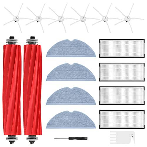 18 Pack S7 MaxV Ultra Zubehör Kompatibel mit Xiaomi Roborock S7/ S7+ S7 MaxV S7 MaxV Plus Staubsauger, Ersatzsets beinhalten 2*Hauptbürste 4*Filter 4*Wischtücher 6*Seitenbürsten für Roborck S7