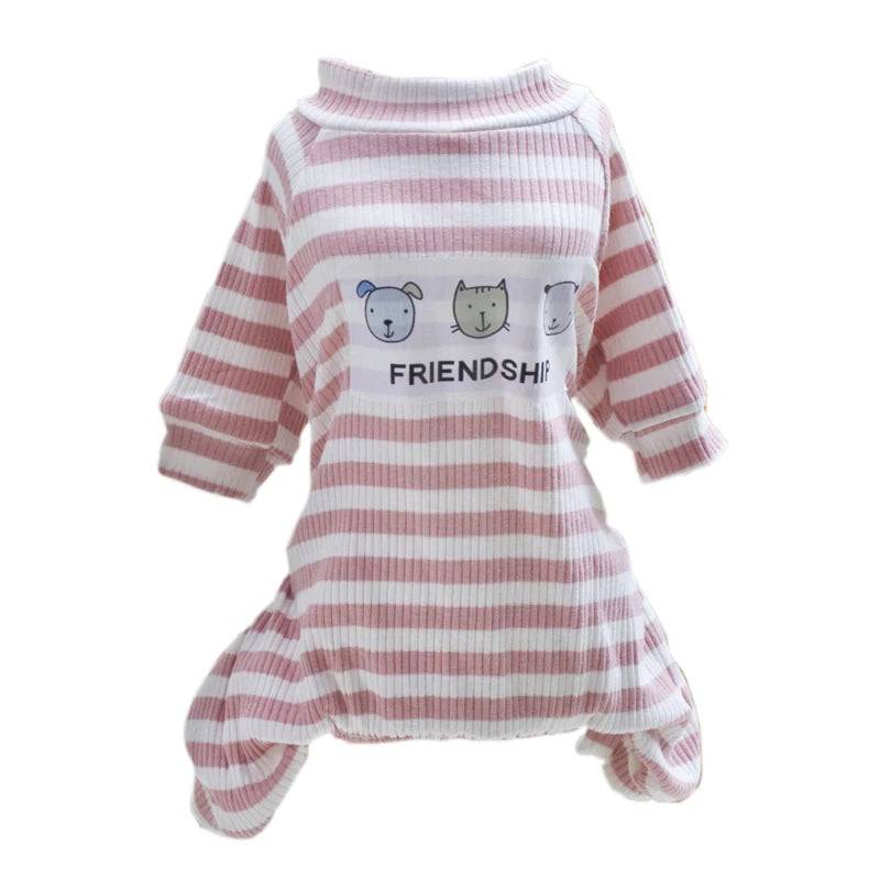 Stripe Print Cotton Pyjama Jumpsuit for Cats & Small Dogs - 2 / XXL-suit 6.0-9.0kg / SPC (XXL-suit 6.0-9.0kg)