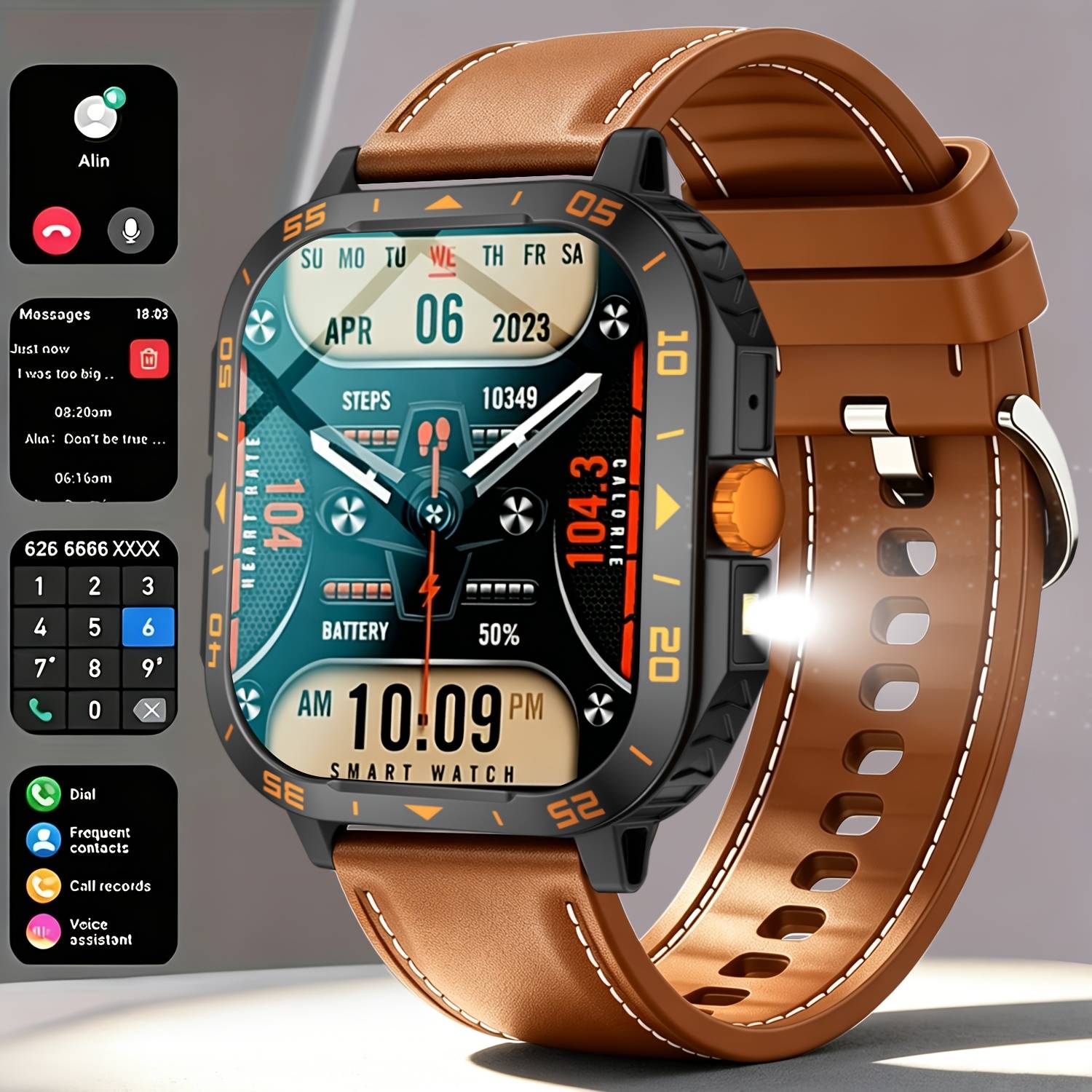 Smartwatch/smart Wristwatch, Men's Watch/multifunctional Smartwatch, Supports Wireless Notifications/calls/alarm Function, Fitness With Multiple Sports , Weather Display, , Valentine's Day Gift