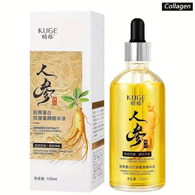 TEMU 100ml Ginseng Collagen Serum - Fragrance-free Collagen-rich Gel Suitable For , Korean Skincare Facial With Hydrating & Firming Formula, Dropper For Skin Types ( &)
