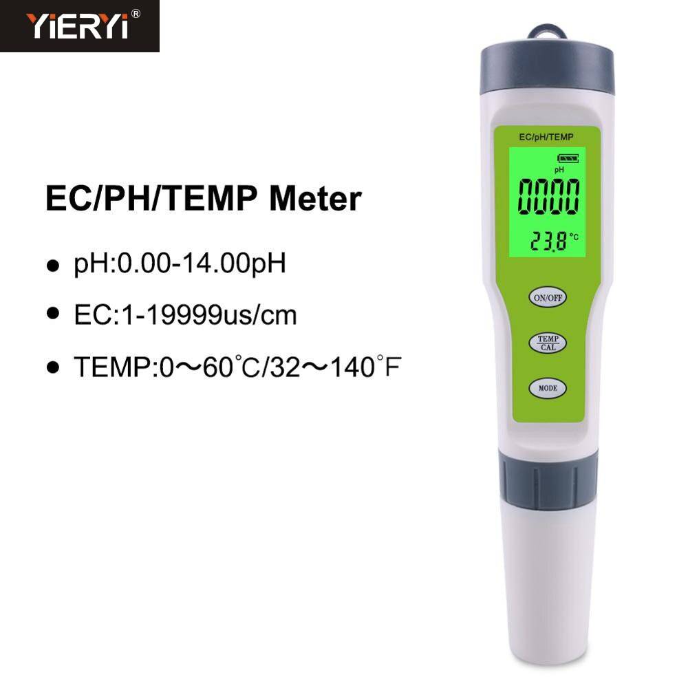 Yieryi digital vattentestare 4 in 1/3 in 1 test ec/tds/ph/temp vattenmonitor tester kit för pooler dricksvatten - Hq9902 bakgrundsbelysning