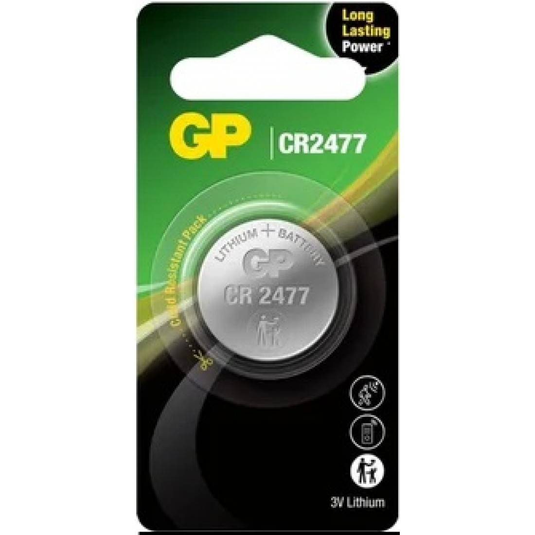 GP CR2477 Litiumbatteri 3V – Knappcellsbatteri för sensorer, klockor och fjärrkontroller