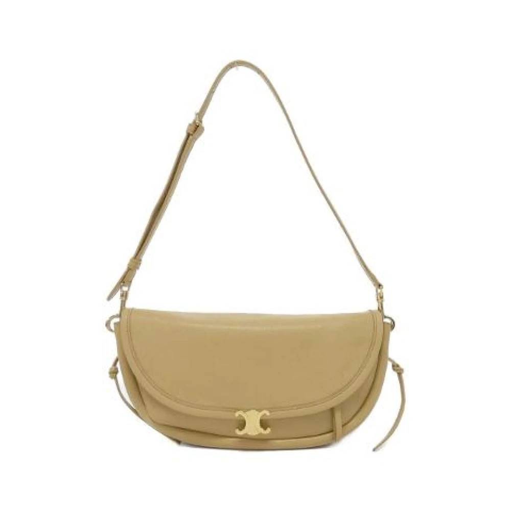 Celine Vintage Pre-owned Little Half Moon Soft Triomphe Lamb Shoulder Bag - Vintage - Dame - Beige - ONE SIZE - Uld