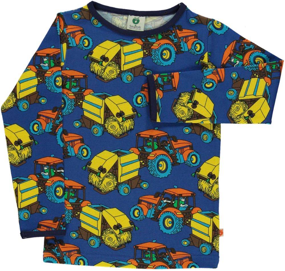 Langærmet bluse med traktor - Blue / 5-6