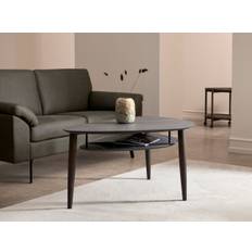 Thomsen Furniture Katrine sofabord m. hylde (nano laminat med sort kant, oval bordplade, large)