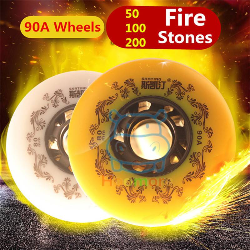 52 104 156 208 eldstenar skridskohjul 80mm 76mm 72mm vit gul - 76mm gula 52 stenar