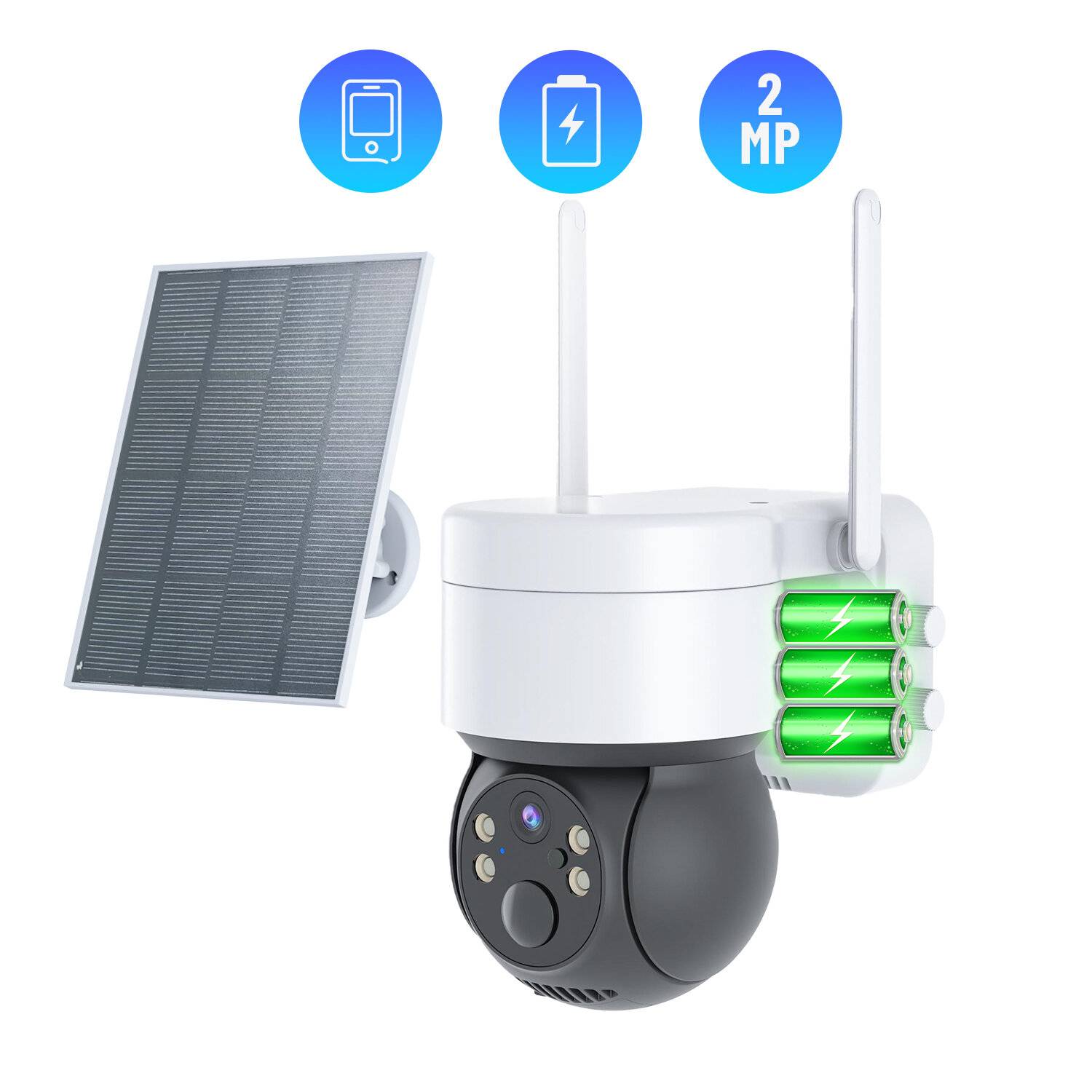 TQ2 1080P WiFi Solkamera Utomhus Nattsyn PTZ IP-kamera med solpanelåterladdning CCTV-övervakningskameror