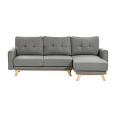 Faustin Hörnbäddsoffa 3-sits - Grå/Ljust trä Grå,Brun