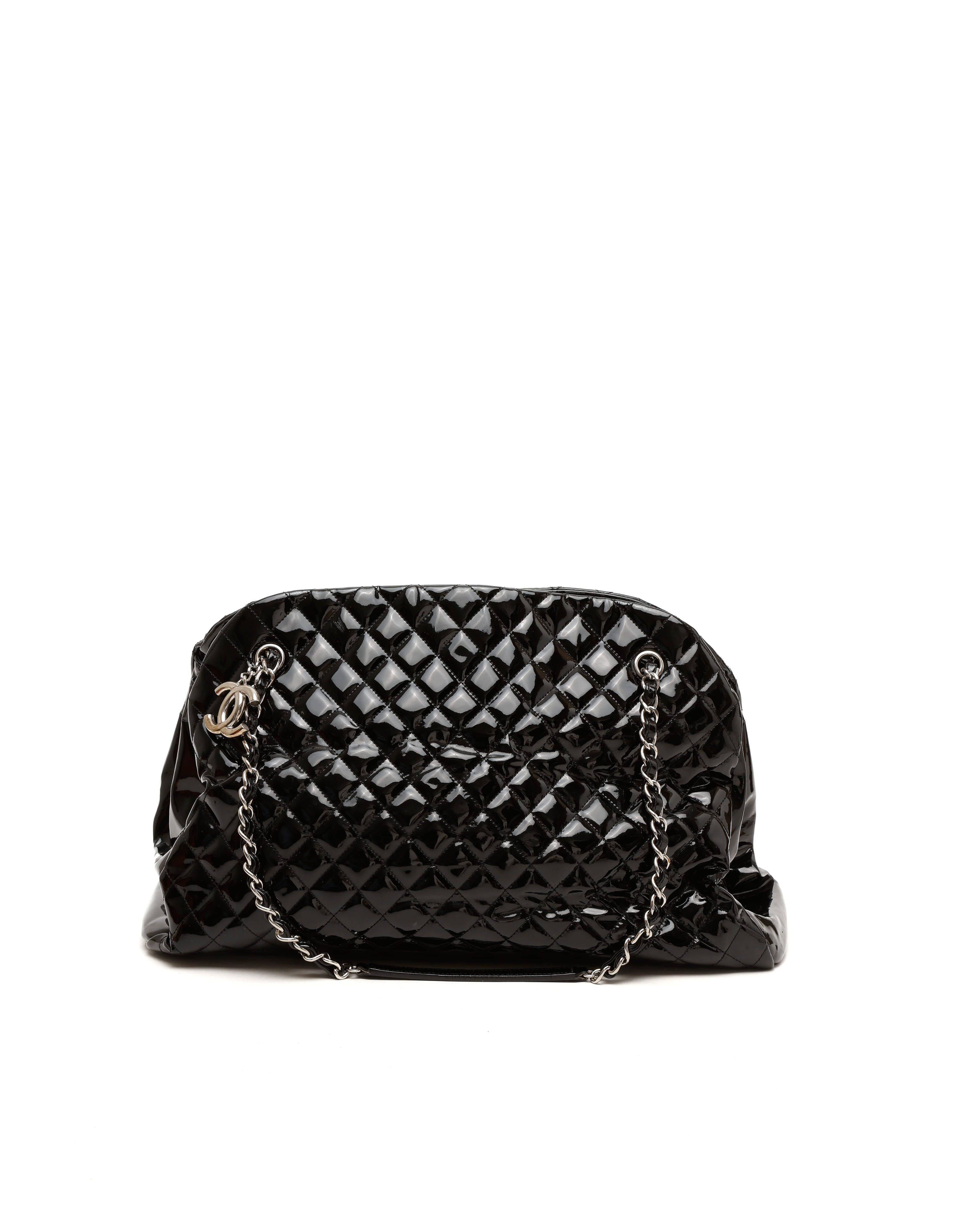 Chanel Maxi Just Mademoiselle Patent Chain Tote Bag - Black - One Size