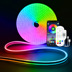 12V/24V EU plug RGB Neon LED Strip, 1/2/3/4/5/10/15M Waterproof RGB Neon Strip Bluetooth App and