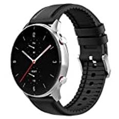 MoKo Strap Compatible with Amazfit Bip 5/Balance/GTR 4/GTR 3 Pro/GTR 3/GTR 2/GTR 2e/GTR 47mm/Stratos 3/Stratos 2, 22mm Hybrid Leather Silicone Replacement Sport Watch Band, Black