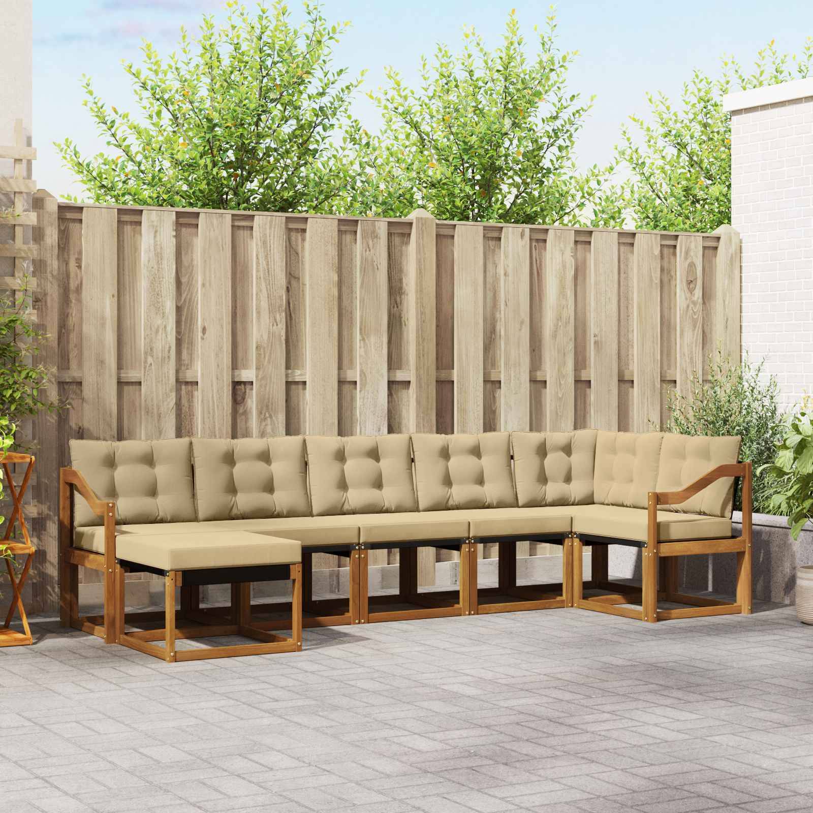 vidaXL Udendørs sofagruppe 7 stk. Naturlig og Beige