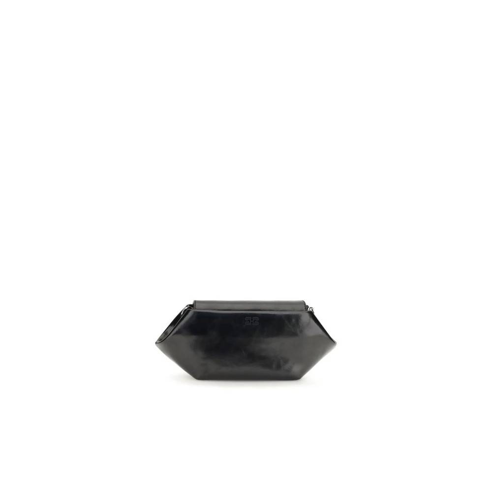 Ganni Geometrisk Skuldertaske - Tasker - Dame - Sort - ONE SIZE - Uld