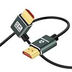 Thsucords Ultratunn 8K HDMI 2.1 90 Graders Vänster Vinkelkabel 2M, Flexibelt Smalt Höghastighetskabelstöd 4K @120Hz 8K @60Hz kompatibel med Roku TV/HDTV/PS5/Blu-ray
