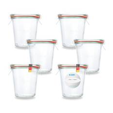 6x WECK hohes Sturzglas 290 ml mit Glasdeckel verwendbar als Einmachglas, zu Aufbewahrung, Gläser zum Befüllen, Leere Gläser mit Glasdeckel - Inklusive Etikett - made in Germany