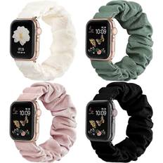 Heytea Kompatibel med Apple Watch Armbånd Scrunchie 38mm 40mm 41mm 42 mm 44mm 45mm Sødt Printet Elastisk Solo Loop Armbånd Dame Armrem til iWatch Se