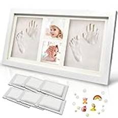 TENQUAN Baby fotavtryck kit handavtryck kaly kit fotoram minnessak kit med 6 paket lera bildram kit minnesvärd duschgåva för nyfödd spädbarn baby flicka pojke