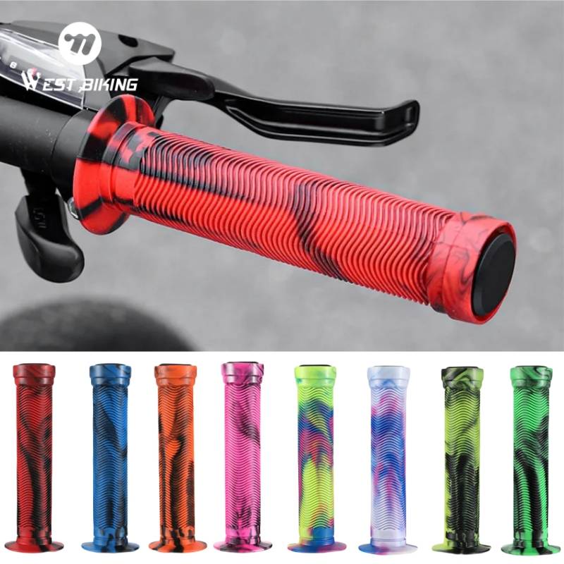 WEST BIKING New Bicycle Handlebar Grips Anti-skid Bar End Comfy Hand Feel MTB Cycling Hand Rest Shock-absorbing Bike Grips Parts