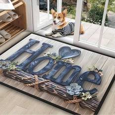 1pc Welcome Letter & Heart Printed Mat, Modern Stylish Carpet, Doormat, Living Room Rug, Bedroom Rug, Entryway Rug, Kitchen Rug, Bathroom Rug, Carpet, - Multicolor - 60*90,50*80,40*60 (small Size),80*120