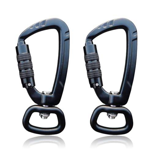 Karabinerhake med 360° svängbar länk, 2 st aluminium låsbara karabiner klämmor, 85 mm stora klätterkarabiner, säkerhetskarabiner med 400 kg belastningskapacitet, karabiner för hundkoppel, Aerial Yoga