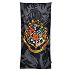 Elbenwald Harry Potter Beach Handduk med Hogwarts Hus vapensköld motiv 90x180cm grå