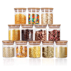 MINI, 12 st 110/240 ml förvaringsbehållare av glas med lock, lufttäta förseglade glasburkar för förvaring av mat i köket, kryddburkar, kaffeburkar, go - Vitt (12st set/110ml,12 st set/240ml)