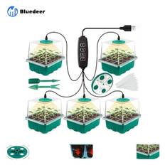 Nytt 5-delars Mini Växthus-kit, med Fullspektrum Sollampa, Inomhus Växthus Odlingsplåda med Lock och Ventilation, 10 Etiketter, 2 Verktyg