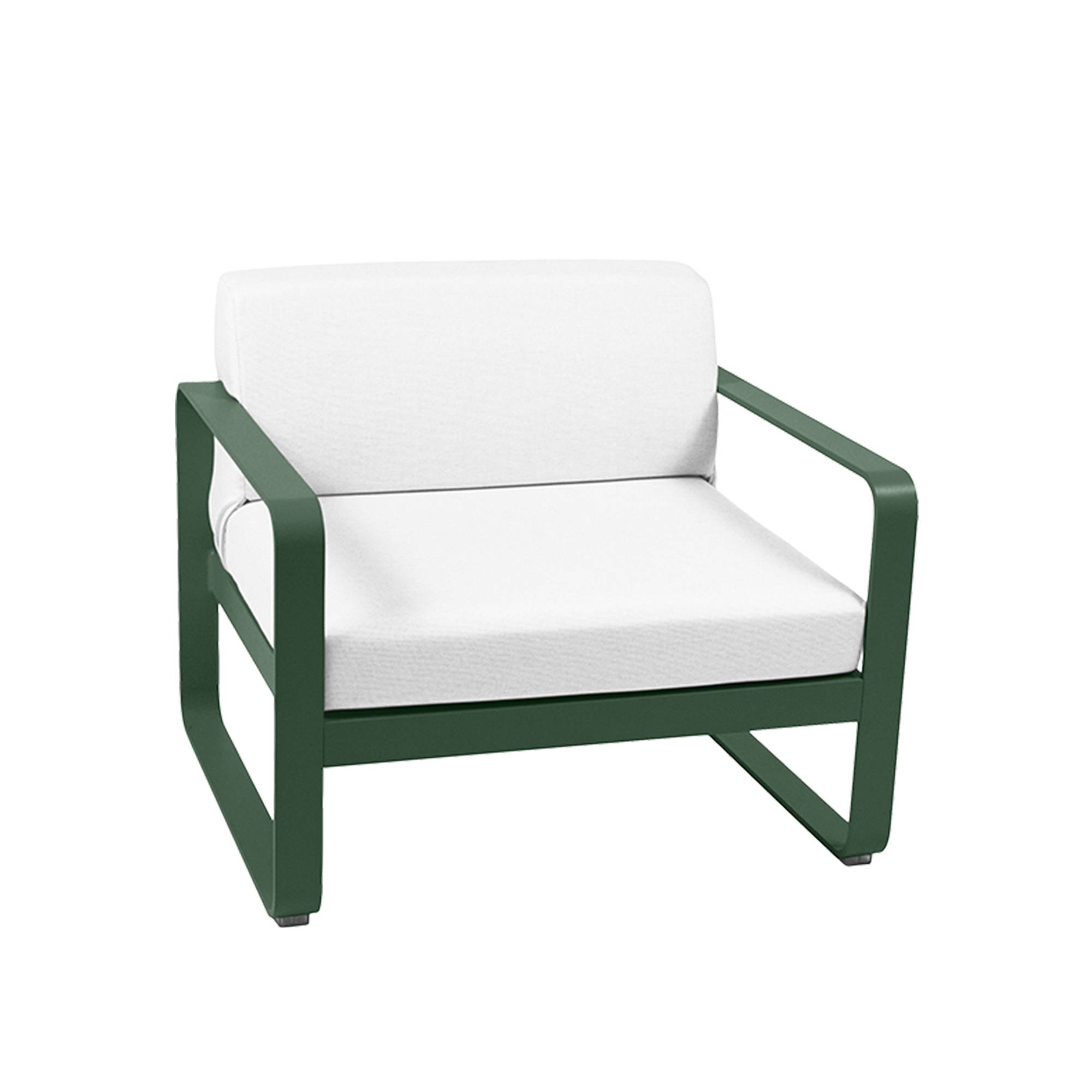 Fermob - Bellevie Armchair Off-White Cushions, Cedar Green - Utomhusfåtöljer - Pagnon & Pelhaître - Grön - Metall/Plast