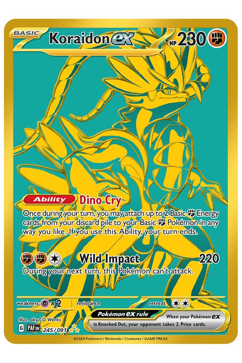 Pokémon Koraidon ex 245/091 Gold - Pokemon kort - EX kort - Regnbue- eller guldkort - Pocket Monster.