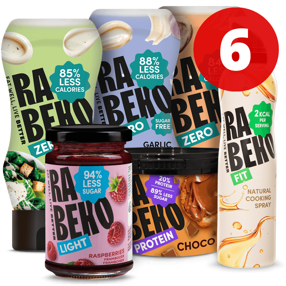 6 Mixed Rabeko (Topping, Dressing, Sauce, Jam, Cooking Spray).