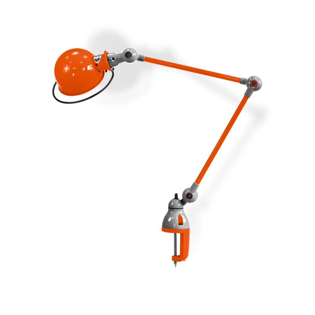 Loft D4040I bordlampe (m/klemme) fra Jieldé - Orange / Blank/poleret