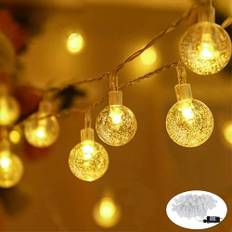 NAIZY LED Boll Ljusslinga 30m Varmvit 8 Lägen för Jul, Bröllop och Fest, Transparent Sladd