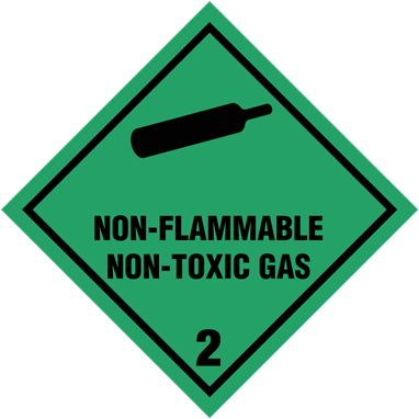 Skilt Non-flammable Non-toxic gas kl. 2 fareseddel - Aluminium / 300 x 300 mm | Skilte | Farligt Gods | Non-flammable Non-toxic gas