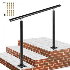 Udendørs trapper gelænder, 3 fod, 34 tommer, justerbart 0-60 grader, sort aluminium til haven/trappe.
