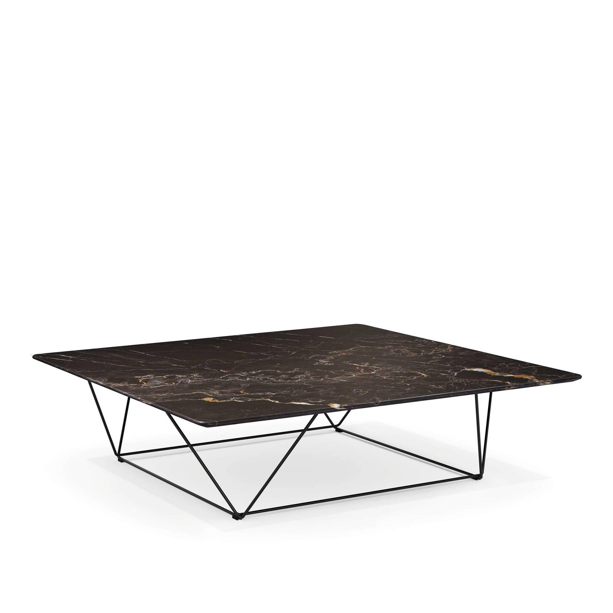 Walter Knoll - Oki Table T9, Nero Marquina, Powder-Coated Bronze Matt, H: 33, L: 120, Br: 120 - Soffbord - EOOS - Svart - Metall/Sten