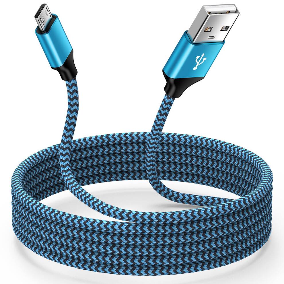 Micro USB-kabel, 1,8 m, flettet nylonkabel til hurtig opladning og synkronisering, kompatibel med Samsung Galaxy