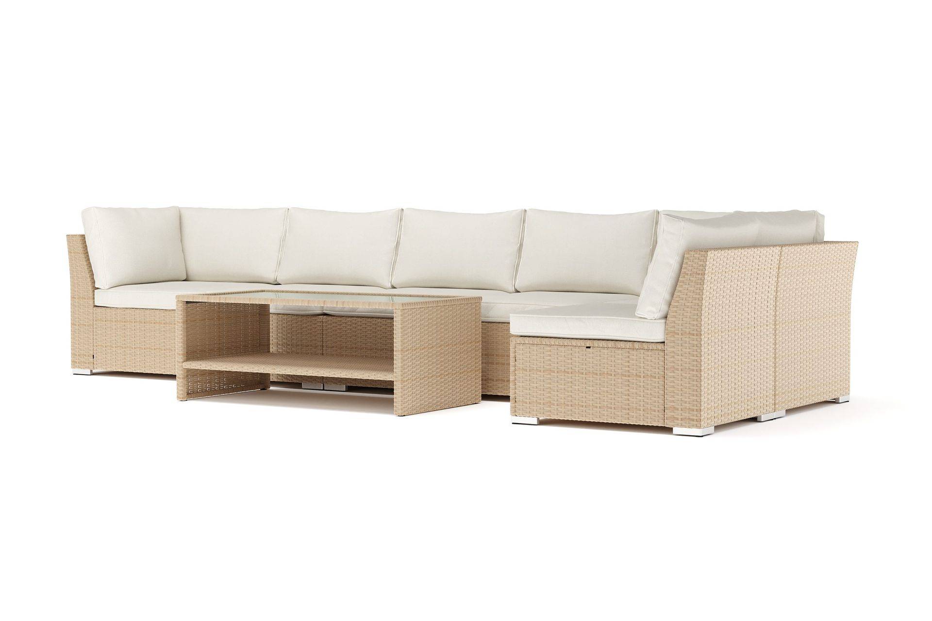 Comfort Garden Wisconsin utomhus divansoffa 6-sits vändbar - Beige Loungesoffa