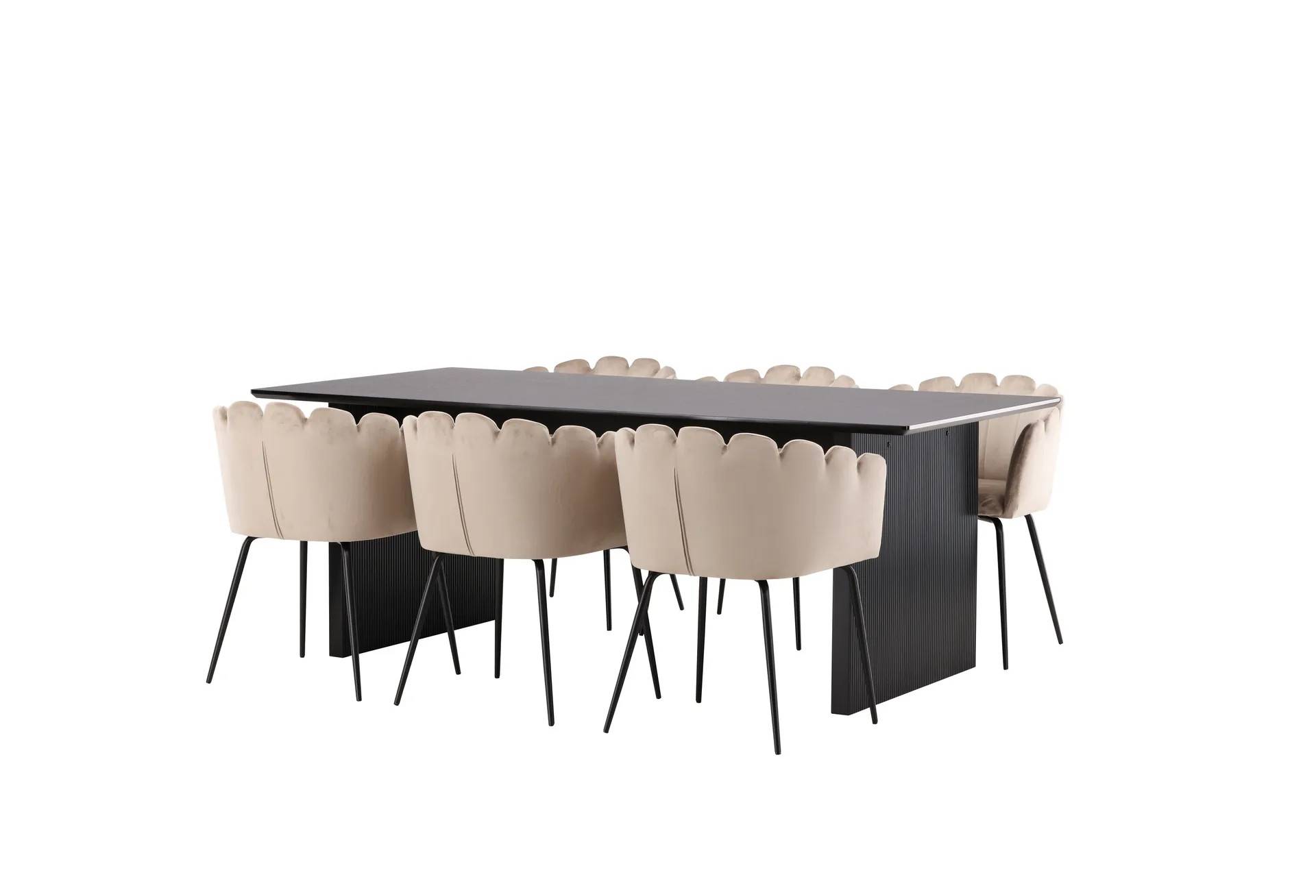 Venture Home Mangat Matgrupp 200 cm Rektangulär med 6 Limhamn stolar - Beige Matgrupper