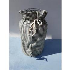 Vineddikekrukke af glas med tappehane, grønternet stof, 8,5 liter
