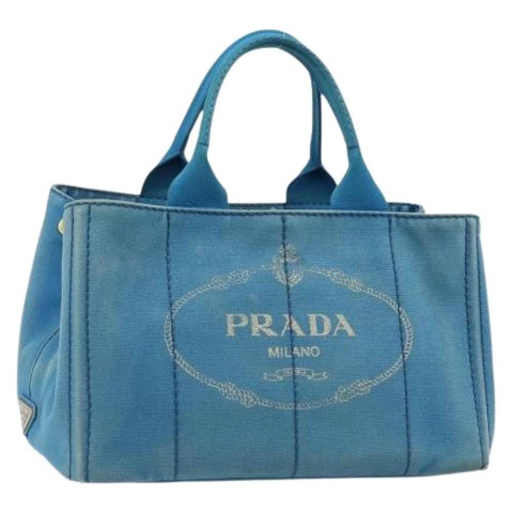 Prada Vintage Pre-owned Vintage Tote Bag - Vintage - Dame - Blå - ONE SIZE - Uld