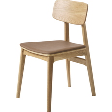 Spisebordsstol spisestol Nordique Design Livo tan/natur egetræ med PU Vintage polstring H82xB46xD55 cm