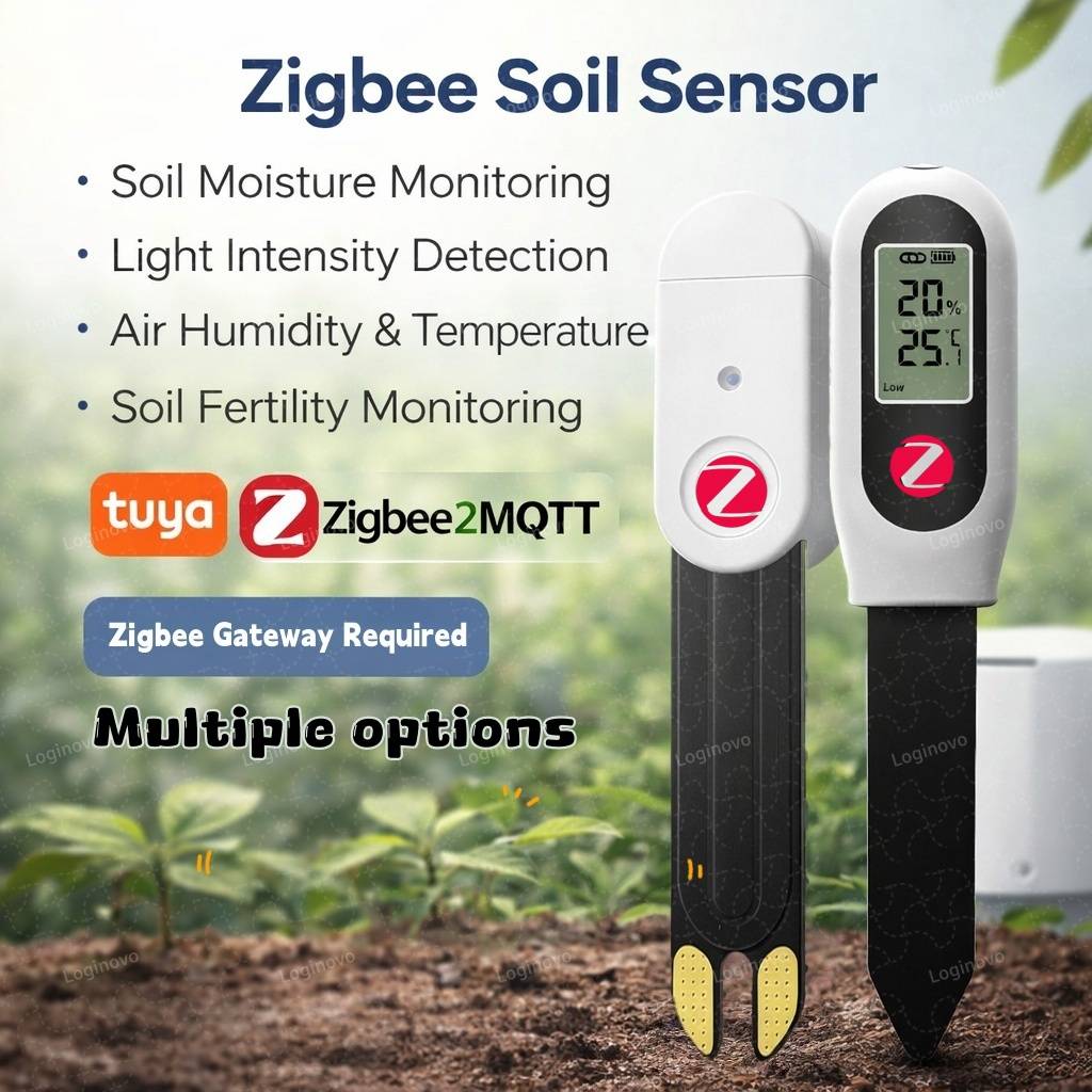 Zigbee Soil Moisture Sensor Tuya Smart Life Fertility Light Temperature Humidity Tester Zigbee2MQTT Smart Home Plant Monitor