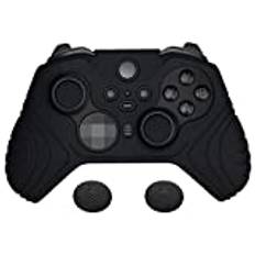 PlayVital Anti-Slip Silikonfodral Cover för Xbox Elite Series 2 Controller,Skyddande Fodral Skyddskåpa med Tumgrepp för Xbox Elite Series 2,Ergonomiskt Mjukt Hudskydd-Svart(Samurai Edition)