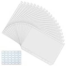20 stycken A5-pärmsfickor, pärm A5, mappfickor A5 pärm 6 hål A5-mapp med dragkedja A5-mapp 6 ringar ringpärmar A5 med klistermärken för A5 anteckningsböcker filer dokument kort