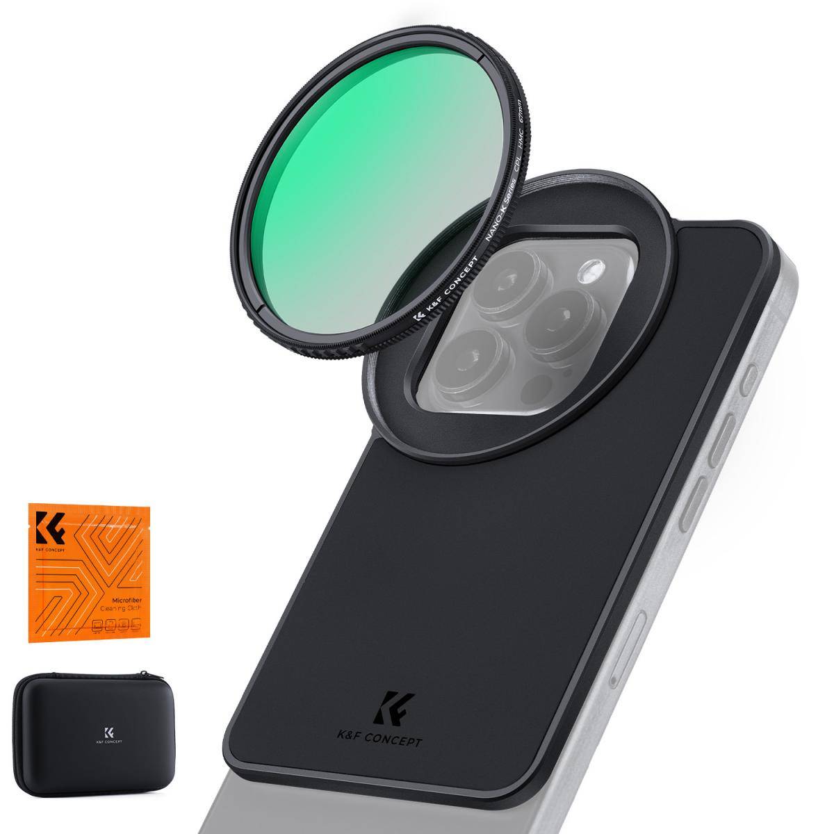 KENTFAITH K&F Concept 6.7 inch Magnetic Lens Filter Mount Adapter with 67mm CPL Filter for iPhone, Compatible with 16/15/14/13/12 Pro Max, 16/15/14 Plus