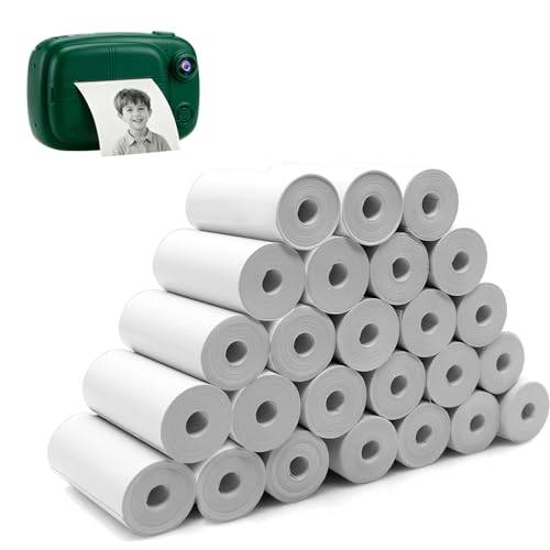 ACOMTUO 25 rullar termiskt papper för barnkamera, termiskt skrivarpapper, vitt, termopapper, barnkamera för barn, snabbkameror, mobil mini-fotoskrivare (57 mm x 25 mm)